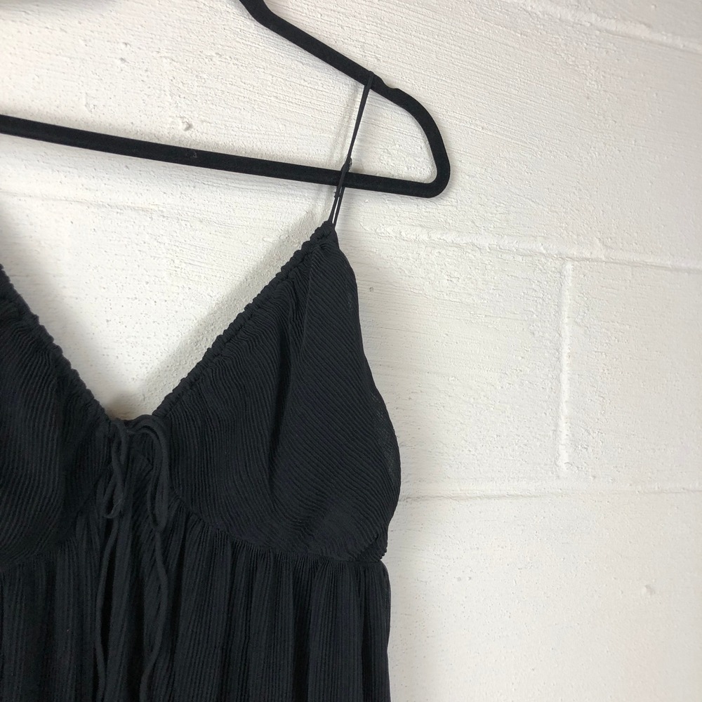 Abercrombie & Fitch Womens Plisse Ruched Babydoll‎ Mini Dress Size XL Tall Black - Picture 4 of 14